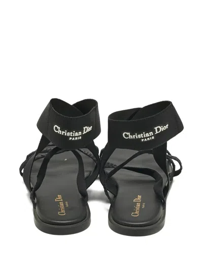 Pre-owned Dior Elasticated-strap Flat Sandals In Black