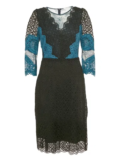 Pre-owned Sandro Lace-pattern Midi Dress In Black