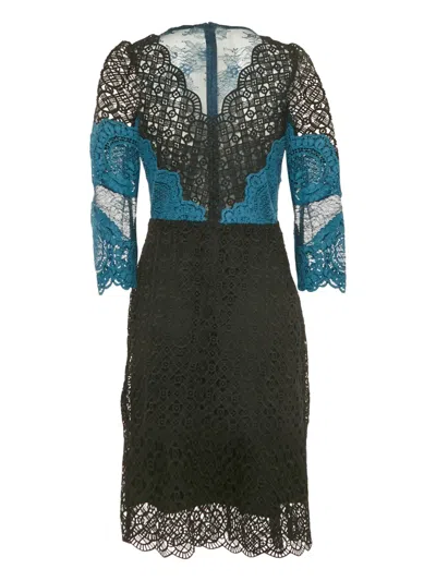 Pre-owned Sandro Lace-pattern Midi Dress In Black