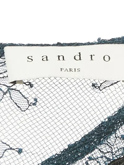 Pre-owned Sandro Lace-pattern Midi Dress In Black