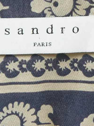 Pre-owned Sandro Wrap Silk Midi Dress In Blue