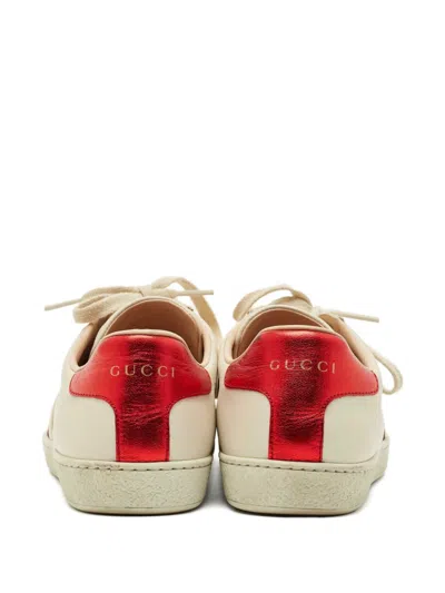 Pre-owned Gucci Ace Logo-detail Leather Sneakers In Neutral