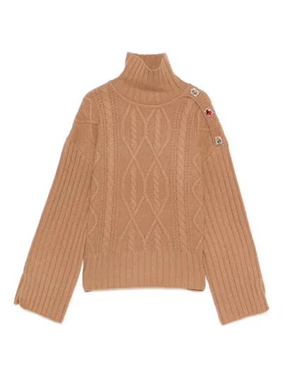 Liu •jo Cable-knit Embellished Sweater In Animal Print