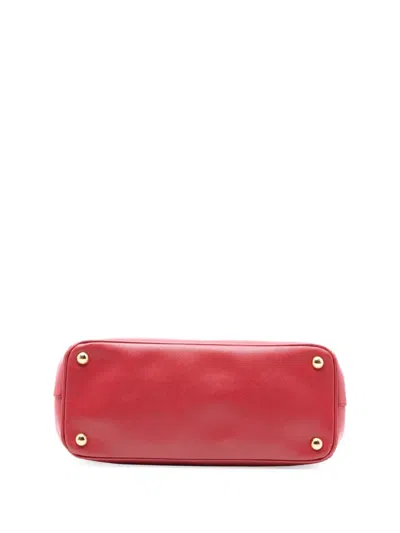 Pre-owned Prada 2000-2025 Small Saffiano Lux Galleria Double Zip Satchel In Red