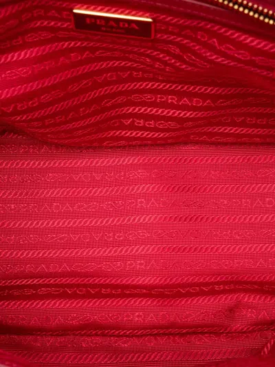 Pre-owned Prada 2000-2025 Small Saffiano Lux Galleria Double Zip Satchel In Red