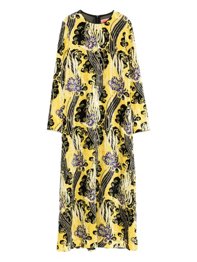 La Doublej Floral-print Maxi Dress In Yellow