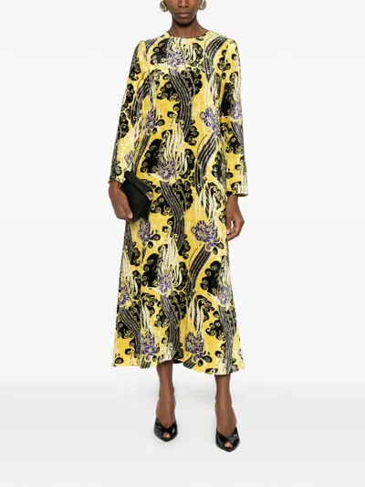La Doublej Floral-print Maxi Dress In Yellow