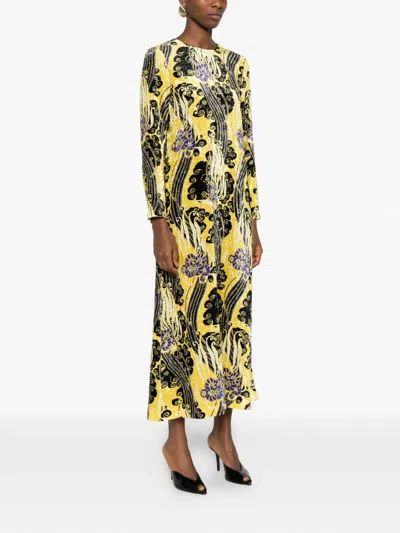 La Doublej Floral-print Maxi Dress In Yellow