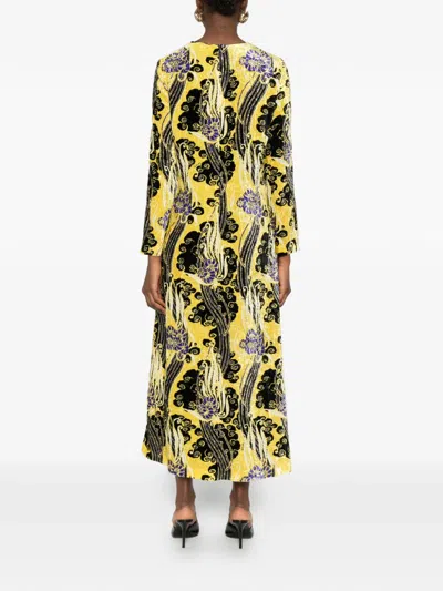 La Doublej Floral-print Maxi Dress In Yellow