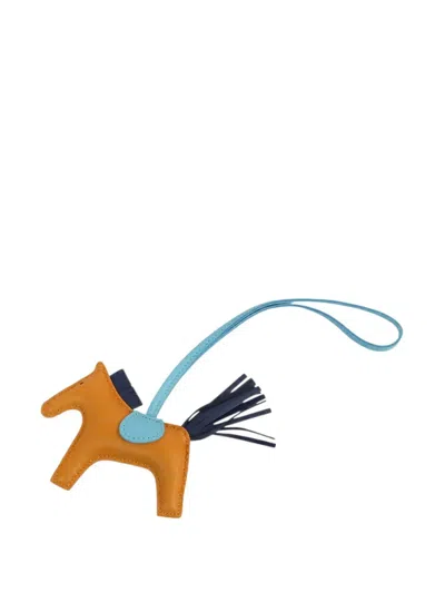 Pre-owned Hermes 2019 Milo Lambskin Grigri Rodeo Horse Bag Charm Pm In Blue