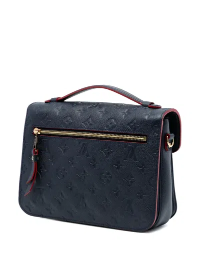 Pre-owned Louis Vuitton 2018 Monogram Empreinte Pochette Metis Satchel In Blue