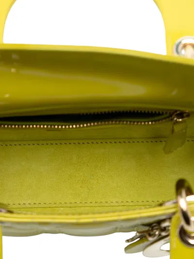 Pre-owned Dior 2021 Mini Patent Cannage Lady  Satchel In Yellow