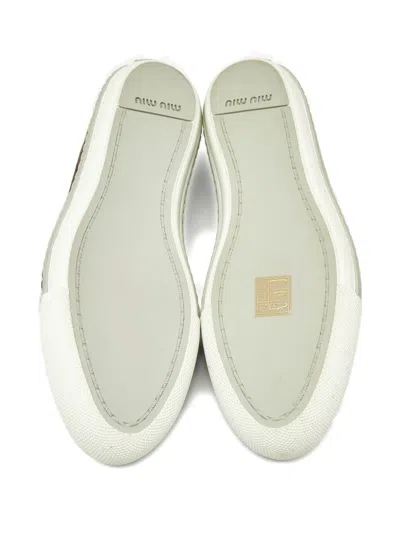 Pre-owned Miu Miu Metal-cap Slip-on Sneakers In Brown