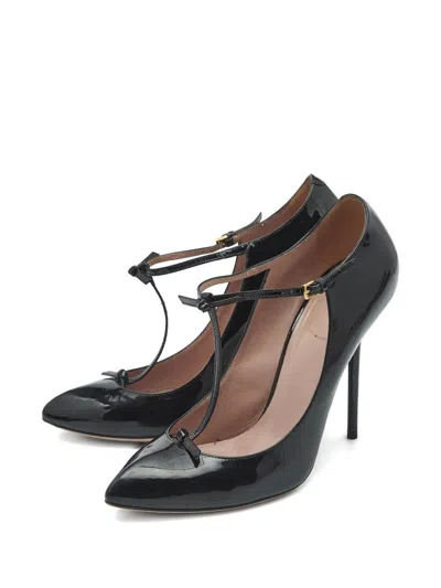 Pre-owned Gucci Beverly T-strap Pumps In Black