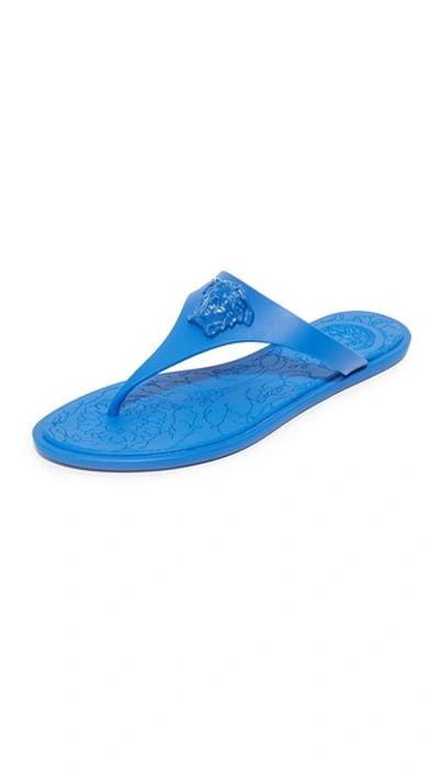 Shop Versace Thong Sandals In Staten Blue