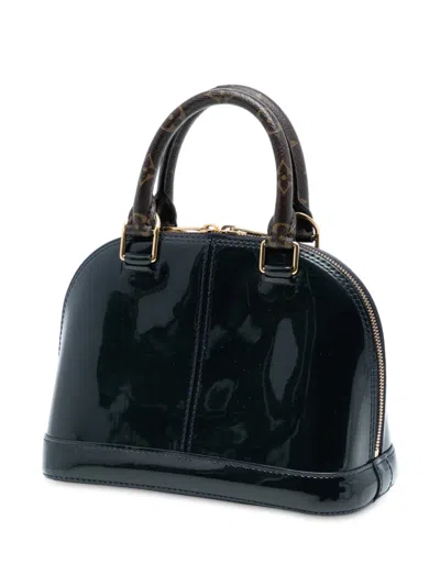 Pre-owned Louis Vuitton 2017 Vernis Miroir Alma Bb Satchel In Blue