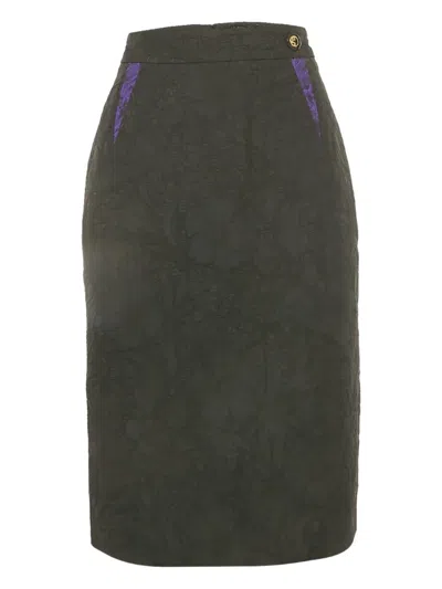 Pre-owned Cavalli Class Jacquard Pencil Skirt In Black