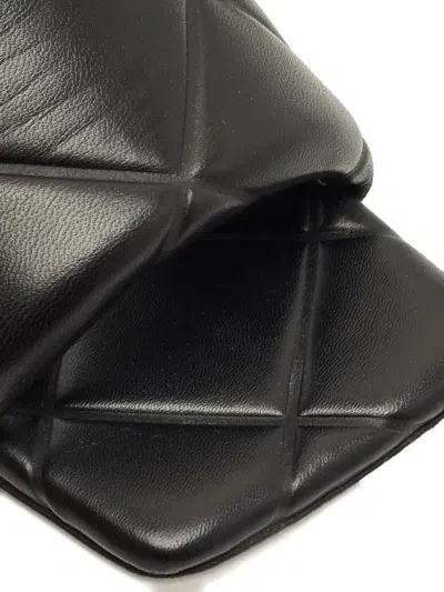 Pre-owned Bottega Veneta Quilted Leather Flat Sandals In Black