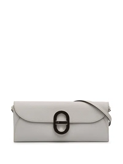 Pre-owned Hermes 2024 Epsom Maillon To Go Wallet Crossbody Bag In Gray