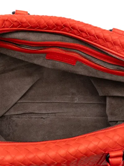 Pre-owned Bottega Veneta 2012-2025 Maxi Nappa Intrecciato Convertible Tote Travel Bag In Red