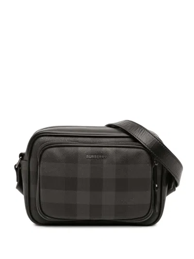 Pre-owned Burberry 2018-2024 Coated Canvas Check Paddy Bag Crossbody Bag In Gray