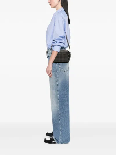 Pre-owned Burberry 2018-2024 Coated Canvas Check Paddy Bag Crossbody Bag In Gray