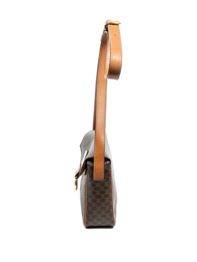 Pre-owned Celine Macadam-print Shoulder Bag In Brown