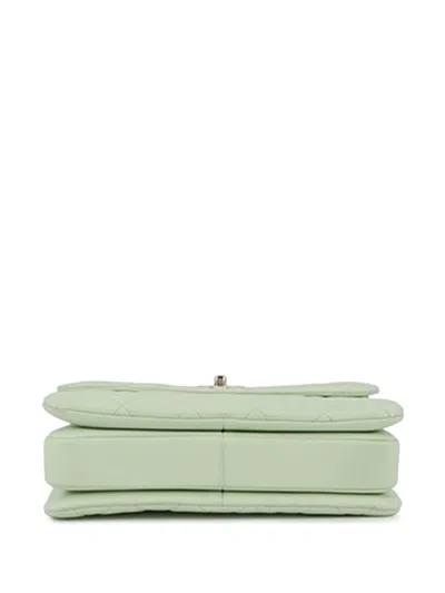 Pre-owned Chanel 2021-2025 Small Lambskin Trendy Cc Top Handle Flap Satchel In Green