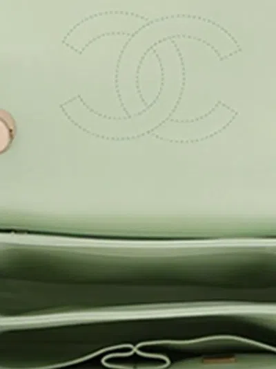 Pre-owned Chanel 2021-2025 Small Lambskin Trendy Cc Top Handle Flap Satchel In Green