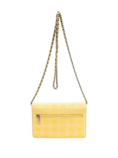 Pre-owned Chanel 2002-2003 New Travel Line Chain Cross Body Bag In Yellow