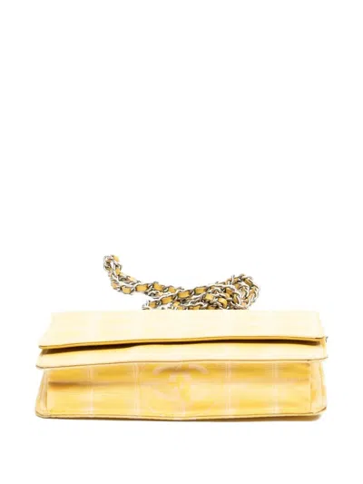 Pre-owned Chanel 2002-2003 New Travel Line Chain Cross Body Bag In Yellow