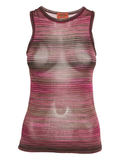Pre-owned Missoni Knit Striped Tank Top In Pink