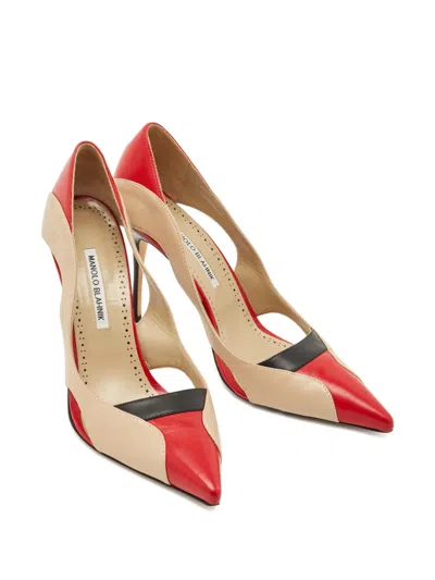Pre-owned Manolo Blahnik Vestala Cut-out Heels In Neutral
