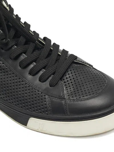 Pre-owned Louis Vuitton Perforated High-top Sneakers In Black