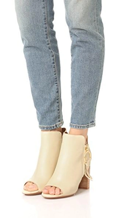 Shop See By Chloé Leon Open Toe Booties In Vaniglia