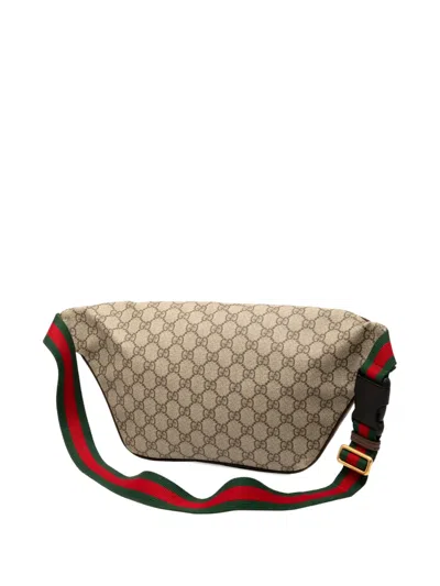 Pre-owned Gucci 2016-2025 Gg Supreme Courrier Belt Bag In Brown