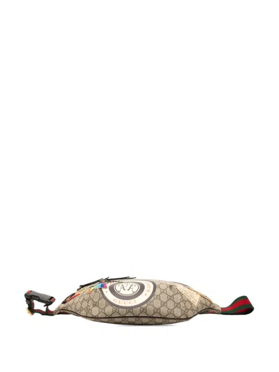 Pre-owned Gucci 2016-2025 Gg Supreme Courrier Belt Bag In Brown