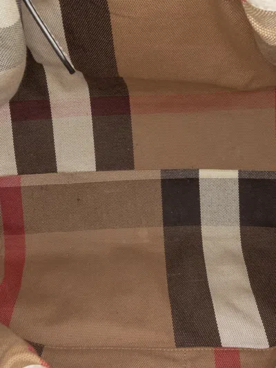 Pre-owned Burberry 2000-2017 Medium Leather And House Check Canvas Maidstone Satchel In Brown