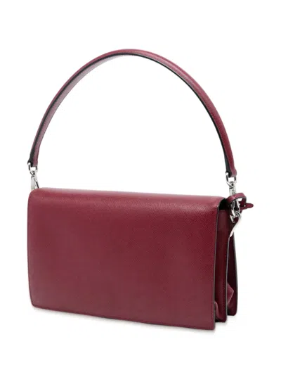 Pre-owned Prada 2010-2025 Medium Saffiano Lux Sound Satchel In Red