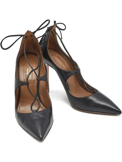 Pre-owned Aquazzura Christy Pointed-toe Heeled Pumps In Black