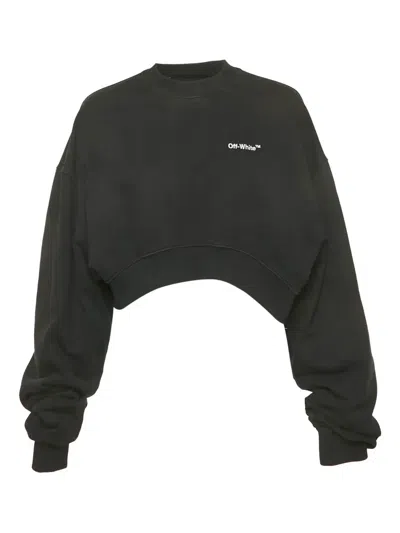 Pre-owned Off-white Cotton Logo-embroidered Sweatshirt In Black