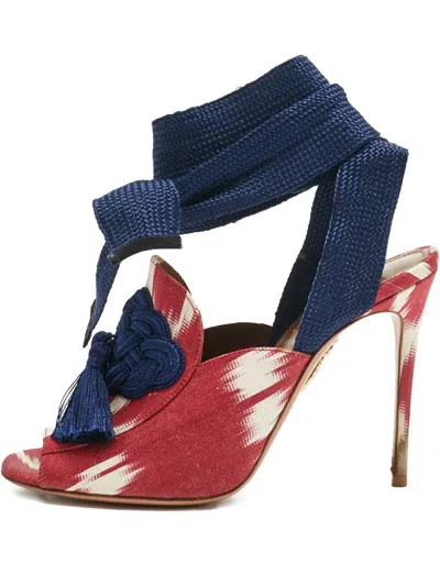 Pre-owned Aquazzura Open-toe Tassel Sandals In Red