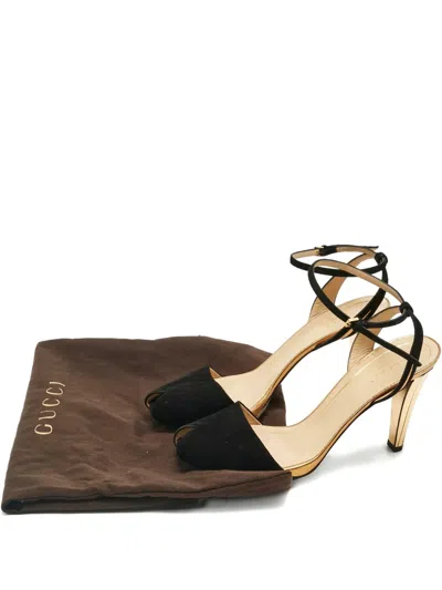 Pre-owned Gucci Delphine Open-toe Pumps In Black