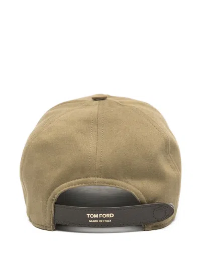 Tom Ford Logo Canvas Baseball Cap In Brown