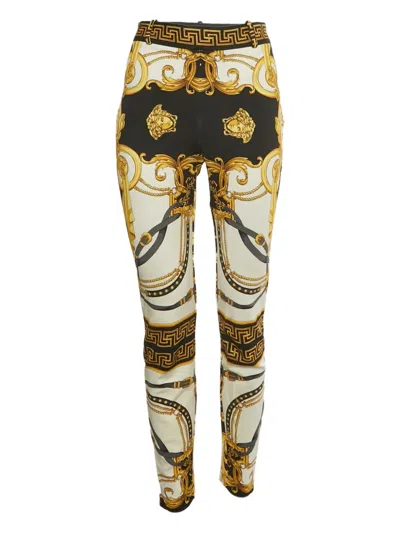 Pre-owned Versace Barocco-print Trousers In White
