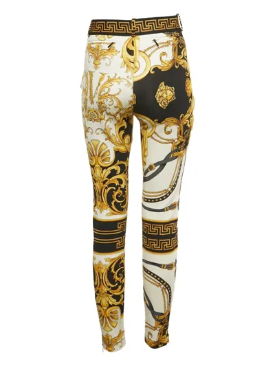 Pre-owned Versace Barocco-print Trousers In White