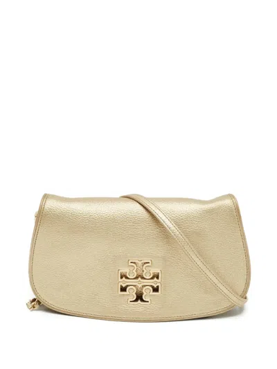 Pre-owned Tory Burch Logo Leather Cross Body Bag In Gold