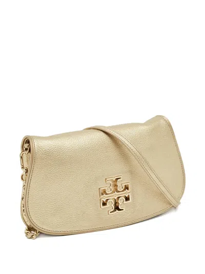 Pre-owned Tory Burch Logo Leather Cross Body Bag In Gold