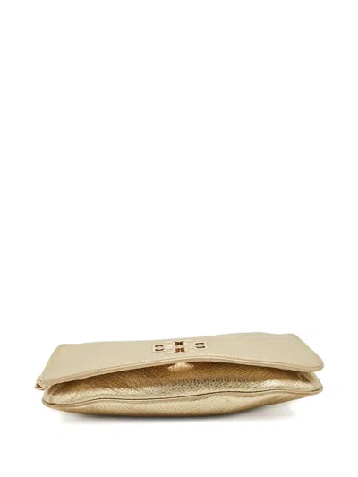 Pre-owned Tory Burch Logo Leather Cross Body Bag In Gold