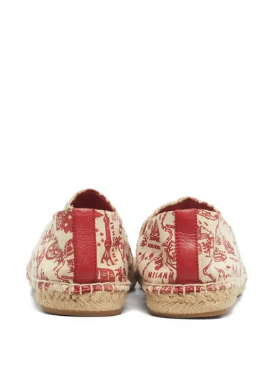 Pre-owned Tory Burch Leather-detail Canvas Espadrilles In Neutral